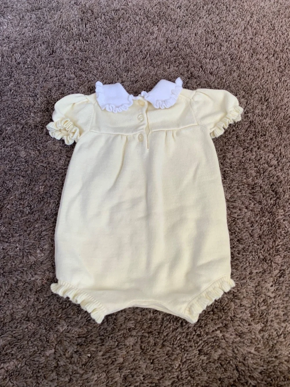 Janie and Jack Bubble Romper 6-12m Ruffle Embroidered Duck Bunny Collar Outfit
